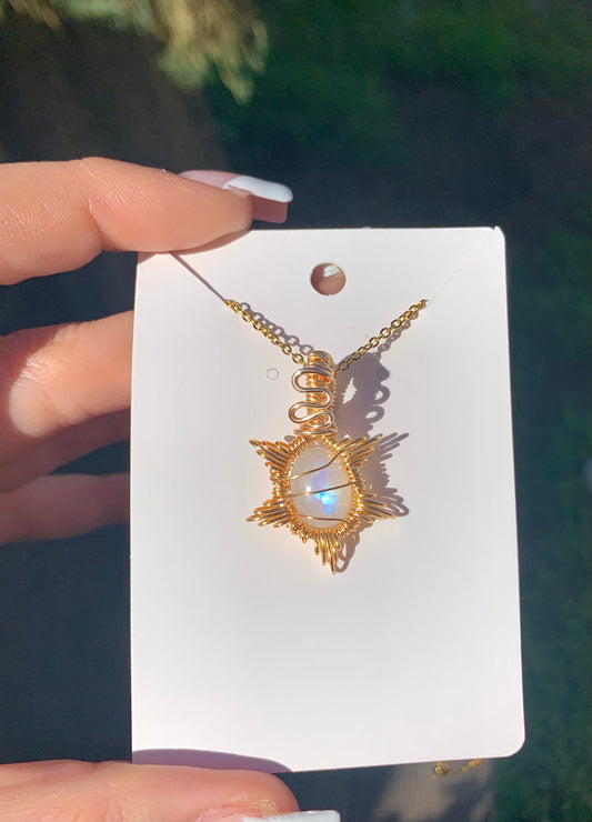 SOL Rainbow Moonstone Gold Pendant